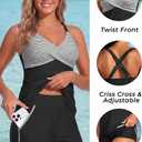 Aqua Eve Womens Tankini with Shorts - Two Piece Tummy Control Swimsuit Cross Back Bathing Suit with Pockets 2025 Swimwear (Black, M)