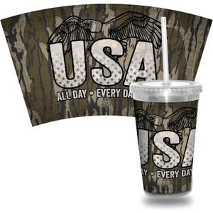 Rico Industries Wildlife 16oz Clear Tumbler W/Straw - Team Colored Travel Tumbler - Keeps Drinks Cold or Hot