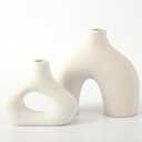 Ceramic Vases for Home Decor, Set of 2 White Ceramic Vase, Large Ceramic Vase, Boho Modern Vases for Living Room, Office, Shelf, Mantel, Table, Fireplace