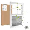 JONRIOX 18" W x 27" H Shed Window, Sliding Window, Aluminum White Flush Mount with Tempered Glass and Stainless Steel Screen, Playhouse Window, Chicken Coop Window, Household Window.(White 1 Pack)