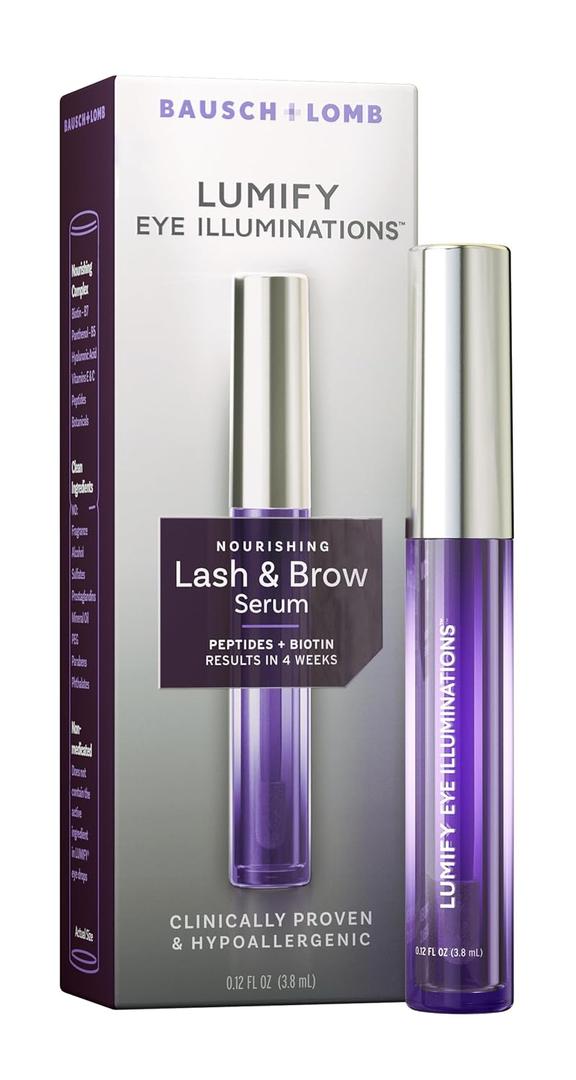 LUMIFY Eye Illuminations Lash & Brow Serum, Promotes Thicker, Fuller-Looking Lashes & Brows with Biotin, Peptides & Hyaluronic Acid to Nourish, Soften & Condition, 0.12 Fl Oz (3.8 mL)