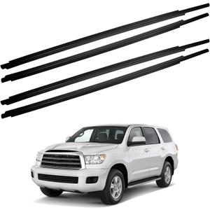 Dasbecan 4Pcs Weatherstrip Window Moulding Trim Seal Belt Compatible with Toyota Sequoia 2008-2020 Rubber Door Trim Kit Replace# 68163-0C031 68164-0C031 68160-0C020 68210-0C020