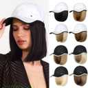 Quick Dry Hat with Hair Extensions Sun Protection Hat Wig Lightweight Outdoor Baseball Cap Attached 13" Short Straight Hairpiece Synthetic for Women Dark Brown