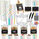 77 Pcs Ice Cream Party Supplies Kit – Ice Cream Bar Decorations Set with Cups, Scoops, Sugar Bowls with Lid and Spoon, Tasting Spoons, Chalkboard & Markers — Ideal for Birthday, Summer Party