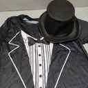 Tuxedo White Funny Men's T Shirt Classic Party Humor Vintage Shirt with Hats Black Top Hat and Metal Frame Glasses, M