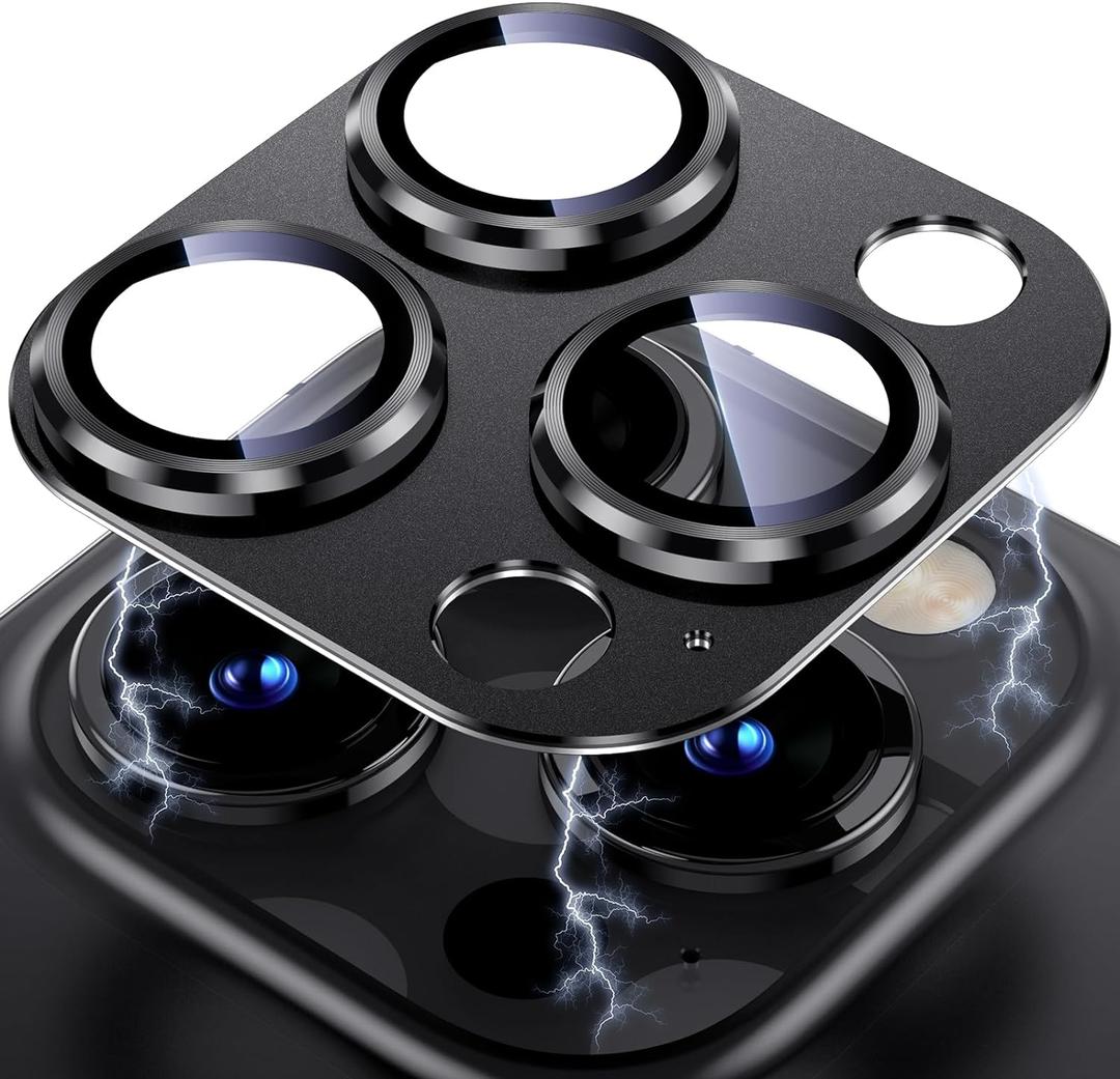 Uyiton for iPhone 13 Pro/iPhone 13 Pro Max Camera Lens Protector, [Strong Adsorption] [Drop Protection] Metal Ring Tempered Glass Rear Camera Screen Cover - Graphite