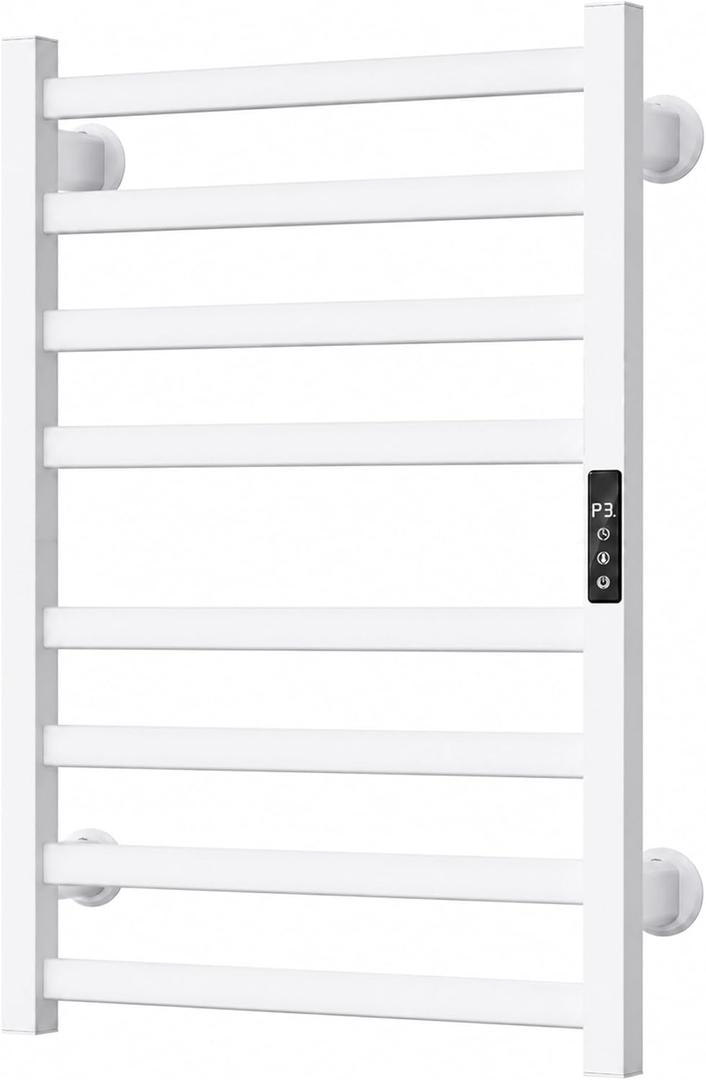 Electric Towel Warmer Wall Mounted, Heated Towel Rack with Intelligent Timer & Temperature Control, Plug-in or Hardwired, Left/Right Compatible, 27 Inch, White