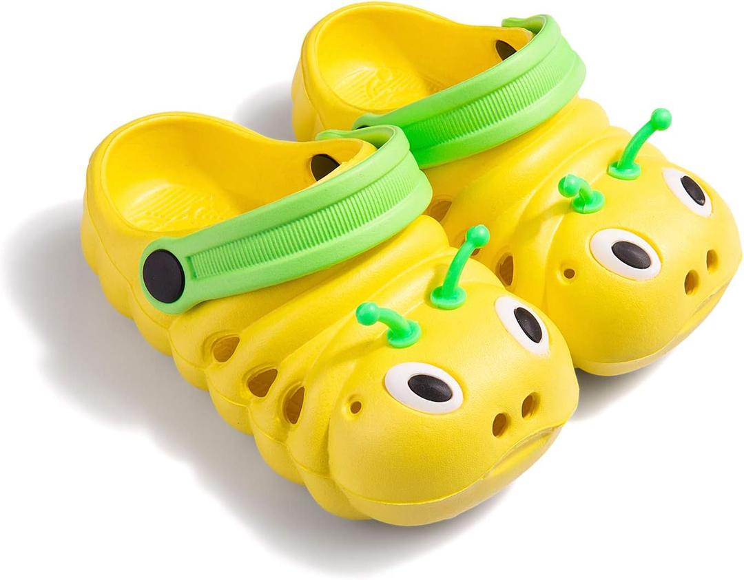 Baby Girls Boys Sandals Kid's Cute Lightweight Shoes Summer Premium Cartoon Sandals Children Caterpillar Non-Slip Beach Water Clogs Shoes Garden Slipper (Green)