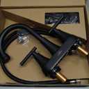 Bathroom Faucets for Sink 3 Hole, Hurran 4 inch Matte Black with Pop-up Drain and 2 Supply Hoses, Stainless Steel Lead-Free 2-Handle Centerset Faucet for Sink Vanity