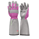 G & F Gardening Gloves 2431M Long Sleeve, Durable & Safe, Women's Medium, Color Pink and Gray