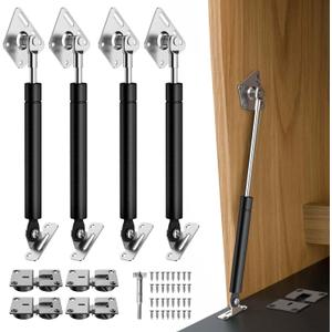 Drop Down Gas Struts,with 90 Degree Page Turning axis,Gas Spring Hinge,for Cabinet and Desk Downward Flap Slowly Down,Only Open Down The Door (4, Black)