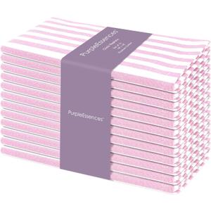PurpleEssences Plain Striped Cloth Napkins - Set of 12-100% Cotton - 18 x 18 Inch - Spring Easter Summer and Perfect Everyday Use Dinner Napkin - Blush Pink and White