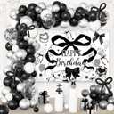 Black Bow Themed Birthday Party Decorations Set - Balloons Arch Garland Suitable for Women, Girls