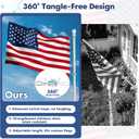 Anovo Flag Pole for Outside House - Stainless Steel 5 FT Flag Poles Kit with1 Inch Metal 360 Rotating Rustproof Flag Pole Rings for Outside House Porch 3x5 Flag Without Holder (5 FT-White)