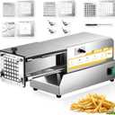 French Fry Cutter Electric Potato Cutter Stainless Steel Professional With 4 Blades For Commercial, Home Use & Cucumbers, Carrots, Sweet Potatoes, Silvery