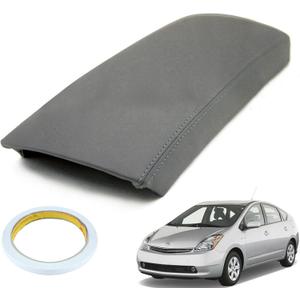 AUTOKAY Leather Console Lid Armrest Cover Skin Fits for Toyota Prius 2004-2009 - Gray