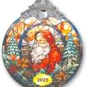 Vintage Santa Christmas Ornaments 2025  Santa Ornaments, Elegant Christmas Tree Ornaments, Red Clear Ornament, White Elephant Gifts for Adults, Holiday Keepsake Gift for Family