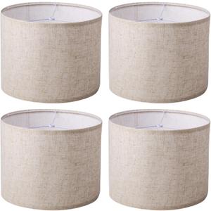 Beige Lamp Shades Set of 4 for Table Lamps, Drum Lampshades for Floor Lamps, 13" Top X 13" Bottom X 10" High Large Lampshade, Easy Assembly Replacement Lamp Shade Spider Fitter(4 PACKS)