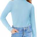 Arshiner Girls Long Sleeve Mock Turtleneck Shirts Slim Fit Casual Base Layer Top Tee (12, Light Blue)