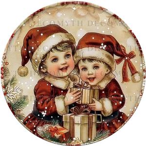 Round Metal Sign Christmas Wreath Vintage Festive Art Farmhouse Decor for Home Kitchen Bar Cafe Bedroom 12 * 12inch