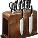 Magnetic Knife Block Holder with Enhanced Magnets,Storage Up to 26 knives,Double Side Magnetic Knife Storage Stand without Knives,Acacia Wood Universal Kitchen Knife Holder with Absorbent Mat