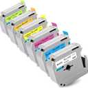 Labelwell 6-Pack Fluorescent Color Label Tape Replacement for Brother M 12mm 0.47 Tape Refills for P Touch PT-45 PT-65 PT-70 PT-80 PT-M95, Black on White/Blue/Purple+Fluorescent Yellow/Orange/Green