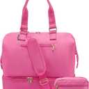 Mini Weekender Bags for Women, Travel Duffel Bag with Shoes Compartment, TSA Approved Overnight Bags with Toiletry Bag, 30L-Beige, 30L