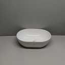 Small Bathroom Vessel Sink, OCEALAGOON 15 x 10 Oval Bathroom Sink Bowls Above Counter, Porcelain Ceramic White Vessel Sink for Bathroom, Modern Countertop Sink, Vanity Sink Lavatory Art Wash Basin