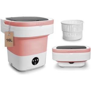 Portable Washing Machine, Upgraded 16L Mini Washer and Spin Dryer with Deep Cleaning of Underwear, Baby Clothes and Small Items, Foldable Small Washer for Apartments, Dorm,RV, Travel, Laundry,Camping