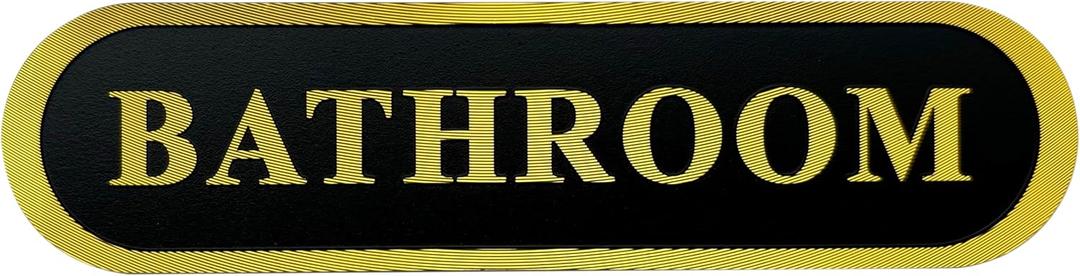 3 x Bathroom Door Sign Self-adhesive Aluminium Plaque Black and Golden 5.5x1.4 inch