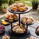 Cupcake Tower for 50 Cupcakes 4 Tier Wooden Dessert Display Stands 360Rotatable Cookie Display Stand with Tiered Trays Round Cake Stand for Parties Wedding Halloween Dessert Table, Black