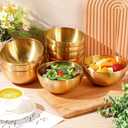 Nuogo 10 Pcs Gold Bowls 5.9 Inch Stainless Steel Mixing Bowls Decorative Esthetician Bowl for Facial Metal Serving Bowl for Holiday Birthday Party Wedding Baking Prepping Salad Fruit Soup
