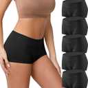 Women's Cotton Boyshorts 4-Pack Mid Rise Boxers Briefs Full Coverage Soft No-Roll Underwear (S-3XL) (Black, M)