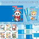 2 x Treasure Cove Winter Card Making Kit Kids Christmas Cards Bulk Winter Animal DIY Handmade Greeting Card for Holiday Xmas Home Classroom Activities Party Favor 12Pcs