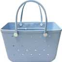 Oversized Beach Tote Bag, Extra Large Rubber Waterproof Sandproof Bag, Washable Durable Travel Tote for Pool (Light Blue)