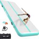 AKSPORT Air Mat Tumble Track Gymnastics Tumbling Mat Inflatable Tumble Track with Electric Air Pump for Home Use/Tumble/Gym/Training/Cheerleading (Mint Green, 20x3.28x0.66ft)