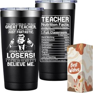 SpenMeta Teacher Appreciation Gifts for Men Male - Teachers Christmas Valentineis Gifts - 20oz Funny Teacher Tumbler Cup (Black)