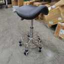 Physa Frankfurt Black Saddle Stool with Wheels, Height-Adjustable, Roller Stool, Ergonomic Work Stool (Black, up to 150 kg, Height 57-69 cm, Faux Leather, 360° Rotatable)