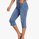 Luvamia Capri Jeans for Women Trendy High Waisted Slim Split Hem Stretch Denim Jean Capris Cropped Pants Casual Summer , Size M