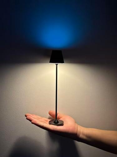 Timjorman RGB Palm-Sized Cordless Table Lamp, Rechargeable Touch Metal Bedside Lamp, 3 Brightness 3000K Warm Light, Small Table Lamp for Bedroom, Restaurant, Patio, Camping (Black 1 Pack)