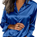 Women's Dressy Business Casual Silk Blouses Long Sleeve Button Down Satin Work Office Shirts Tops 2025, XL