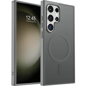 SUPFINE Magnetic for Samsung Galaxy S23 Ultra Case, (Built-in Magnets) (Military Grade Drop Protection) Slim Translucent Shockproof Phone Case,Titanium Gray