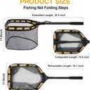 PLUSINNO Floating Fishing Net for Steelhead, Salmon, Fly, Kayak, Catfish, Bass, Trout Fishing, Rubber Coated Foldable Landing Net with Fixed or Telescoping Pole Handle, Fishing Gear and Gifts for Men, Large