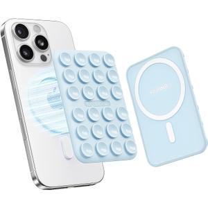 Klearlook Magnetic Suction Phone Mount for MagSafe Case, Removable Sticky Phone Grip Holder for Hands-Free Makeup/Selfie/Live Streaming/Vlog for TikTok & Instagram Influencer/Creator, Light Blue