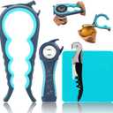 Otstar Jar Opener & Bottle Opener Set for Weak Hands - Multi-Function Kitchen Opener Tool for Seniors with Arthritis, Elderly - Includes Jar Lid Gripper Pad, Corkscrew Opener (Blue and Grey)