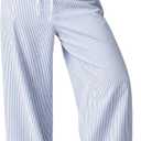 OPOIPIN Women's Striped Wide Leg Pants High Waisted Elastic Waist Casual Lounge Trousers with Pockets (Blue)