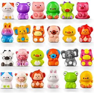 24PCS Animal Party Favor Toys, Stress Relief Fidget Toys for Kids, Goodie Bag Fillers, Classroom Prizes Birthday Gifts for Boys Girls, Stress Relief Fidget Toys (24 Universal Animal)