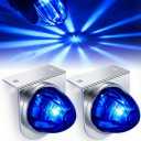 2PCS LED Star Watermelon Marker Lights with BracketsLED Watermelon Light Side Markering Lamp Indicator, Outline Water Melon Side Marker for Semi Truck (Blue)