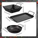 3 Pack Grill Topper Pans for Outdoor Grill, Stainless Steel Vegetables BBQ Grilling Basket with Holes Handles, Nonstick Barbecue Pan Grilling Gifts for Camping Picnic Cooking Seafood Meat
