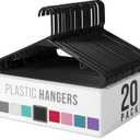 Plastic Hangers 20 Pack Black - Clothes Hangers - Makes The Perfect Coat Hanger and General Space Saving Hangers for Closet and New Apartment Essentials - Percheros Ganchos para Colgar Ropa Hangars